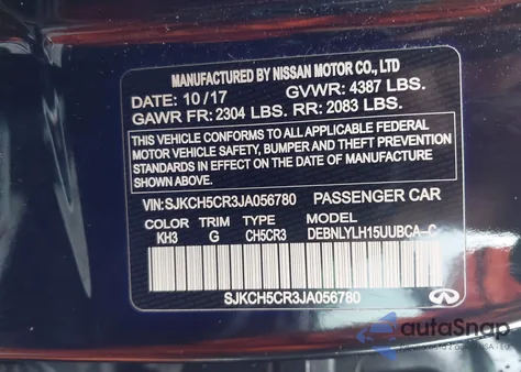 2018 Infiniti Qx30 Premium from USA, damaged, VIN SJKCH5CR3JA056780